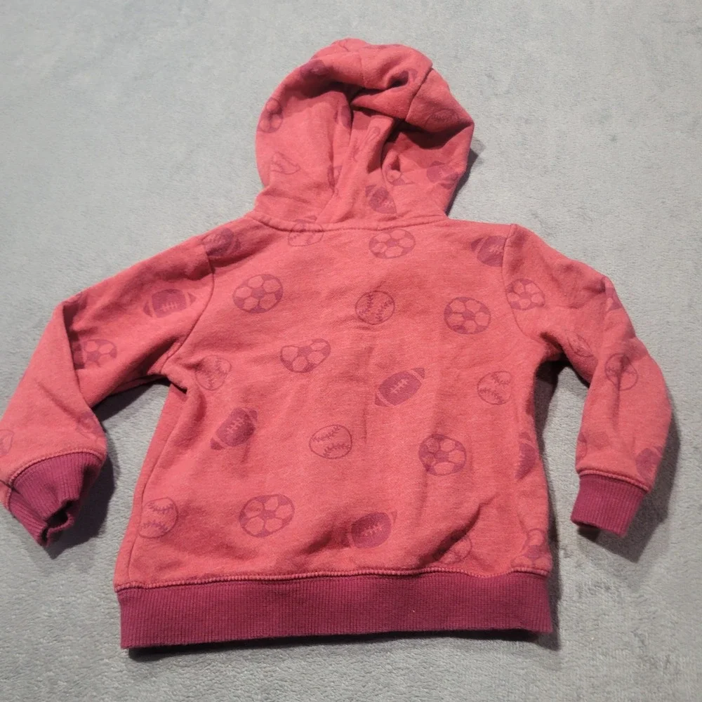Carter's Hoodie Kids 18M Red Sports Print Full Zip Mighty Cute Fleece Sweatshirt